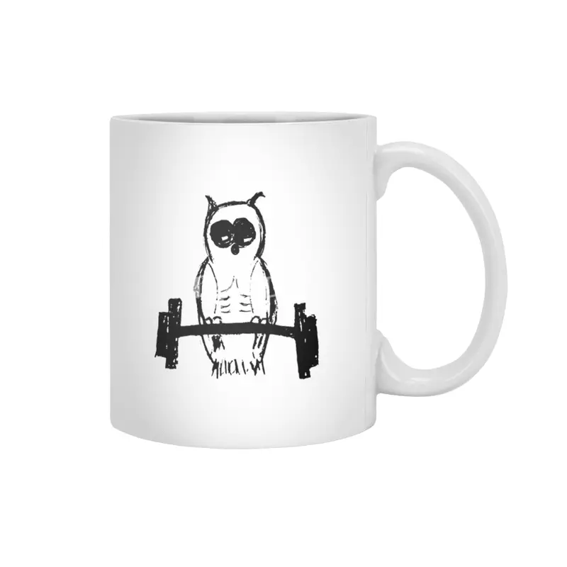 Pumping Iron Owl Beyaz Kupa