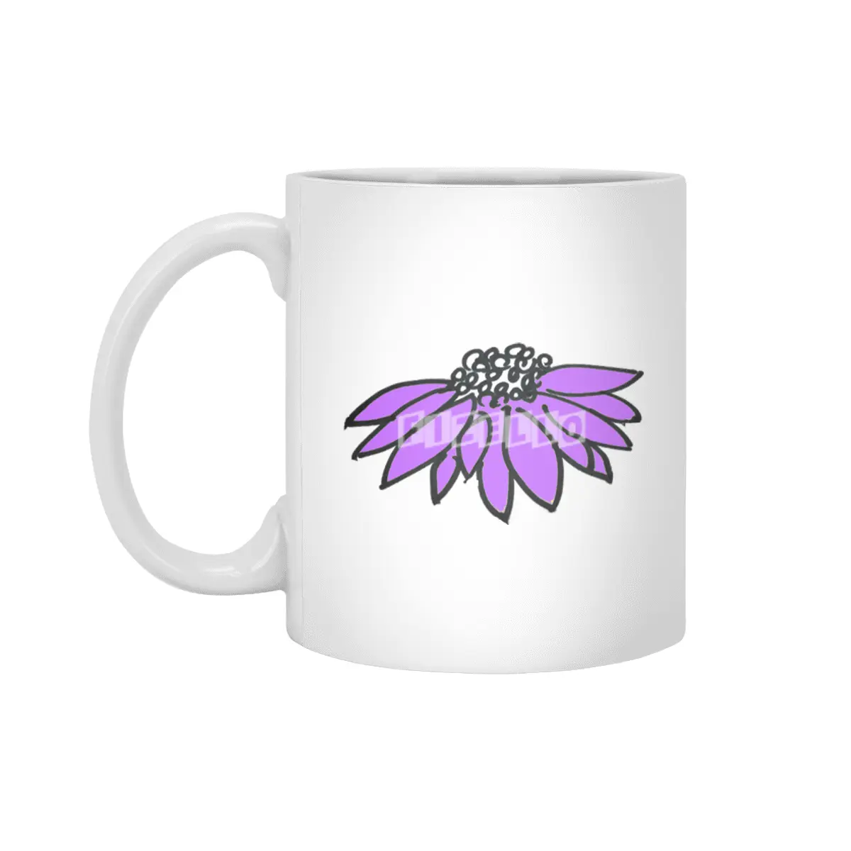 Purple Sketched Flower Beyaz Kupa