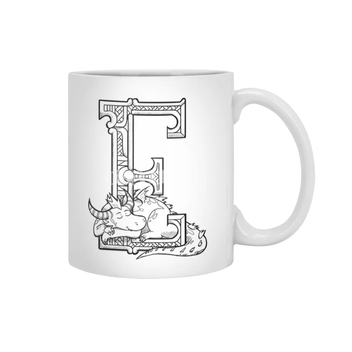 E Dragon Alphabet Beyaz Kupa