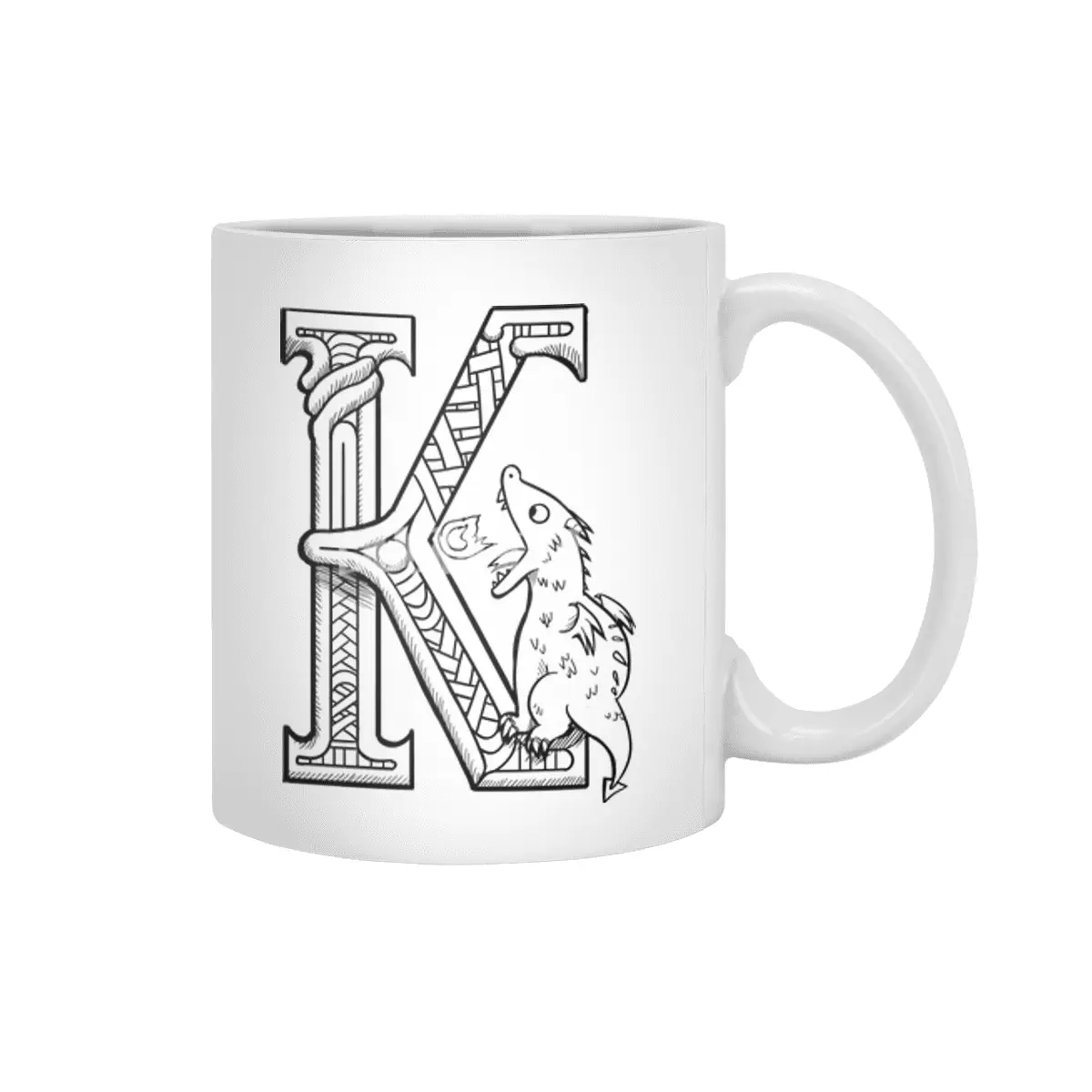K Dragon Alphabet Beyaz Kupa