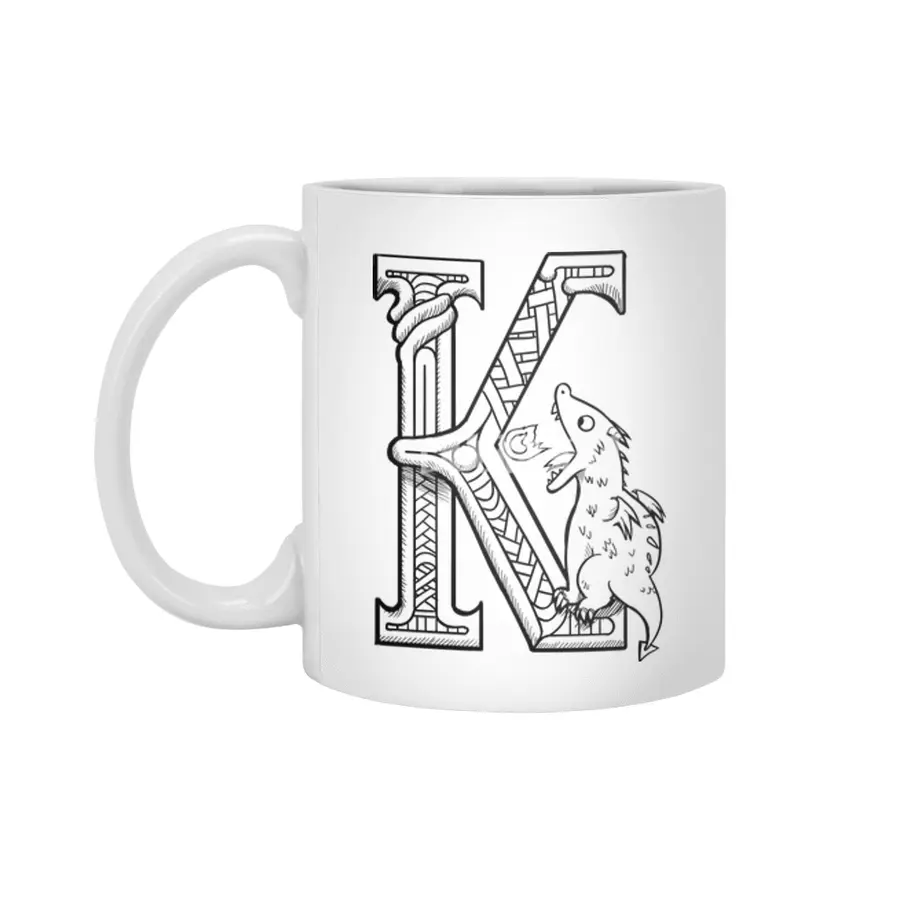 K Dragon Alphabet Beyaz Kupa