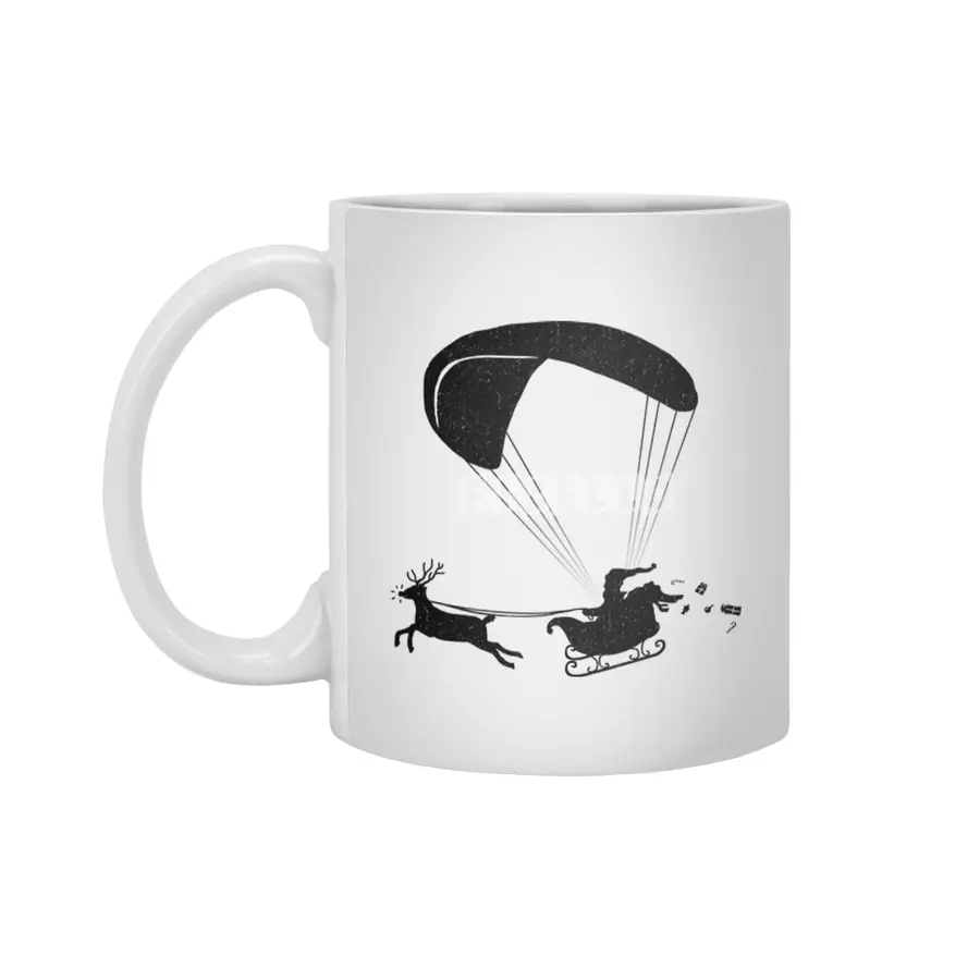 Happy Holidays - Paragliding Santa - Textless Beyaz Kupa
