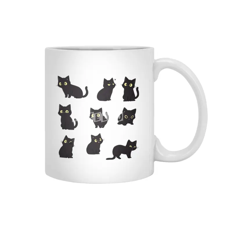 Cute Black Cat Beyaz Kupa