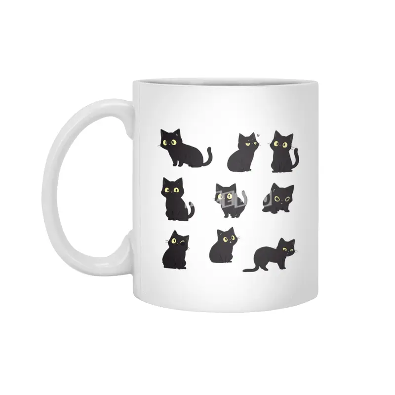 Cute Black Cat Beyaz Kupa