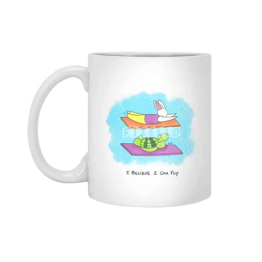 Bunny Daze Yoga - I Believe I Can Fly Beyaz Kupa