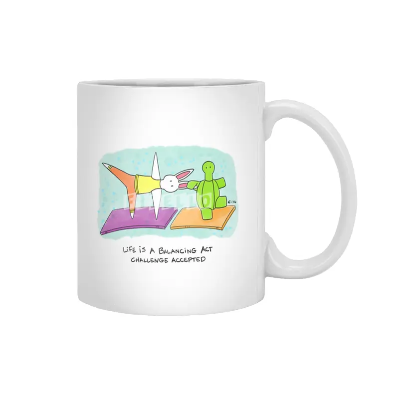 Bunny Daze Yoga - Life is a balancing act...challenge accepted Beyaz Kupa