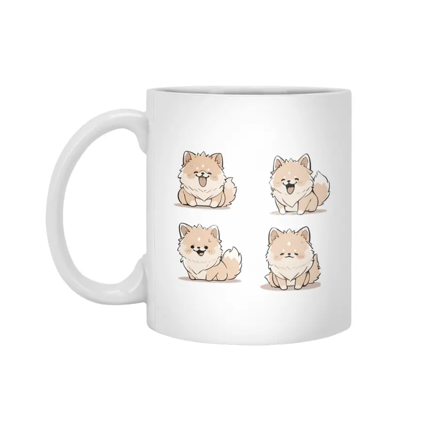 Cute Pomeranian Dog Beyaz Kupa