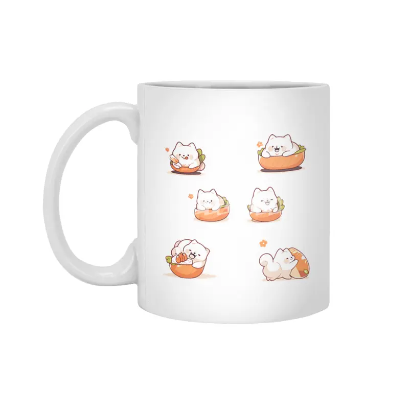 Cute Sushi Dog Beyaz Kupa