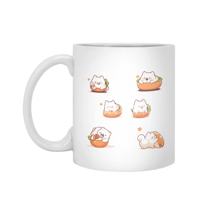 Cute Sushi Dog Beyaz Kupa