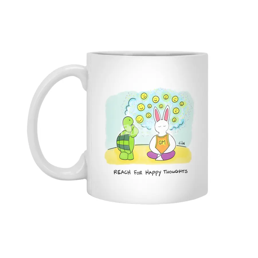 Bunny Daze Yoga - Reach For Happy Thoughts Beyaz Kupa