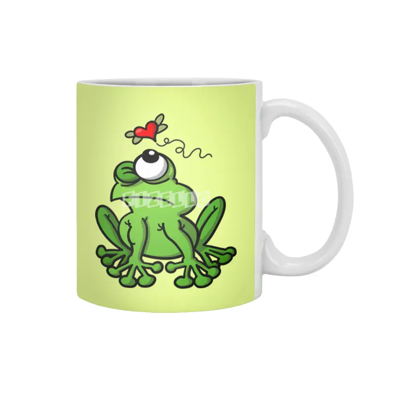 Green frog chasing the mosquito of love Beyaz Kupa