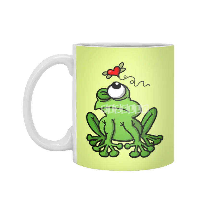 Green frog chasing the mosquito of love Beyaz Kupa