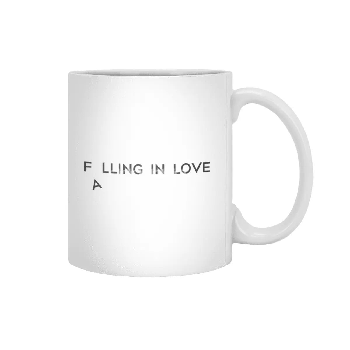 Valentines day gift with Falling in love minimalist words Beyaz Kupa