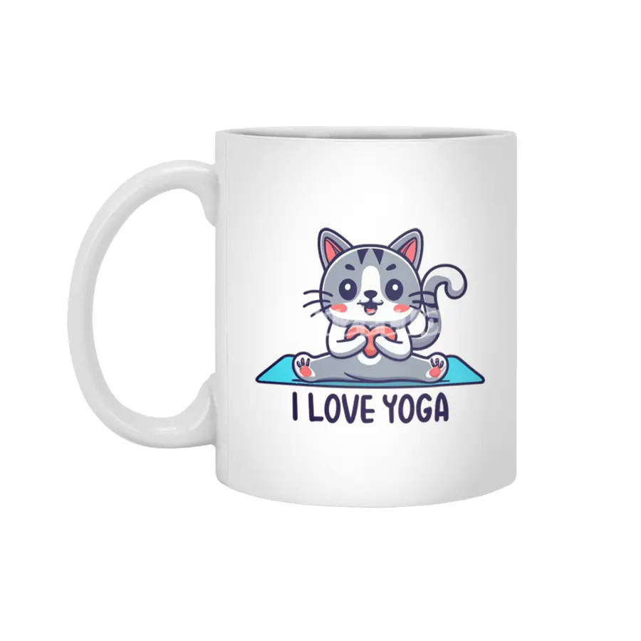 I love yoga cat Beyaz Kupa