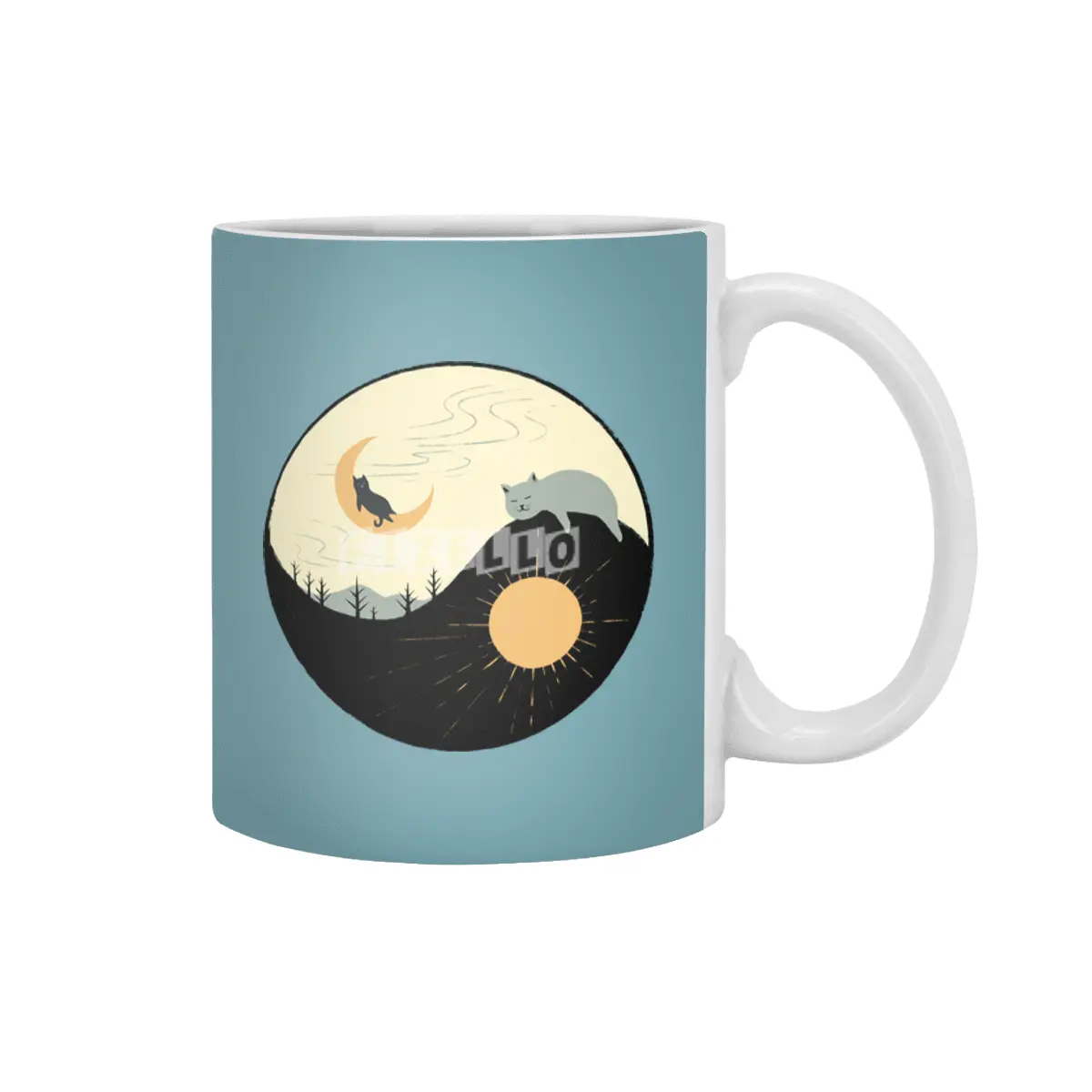 Kitty 5 day night moon & sun Beyaz Kupa