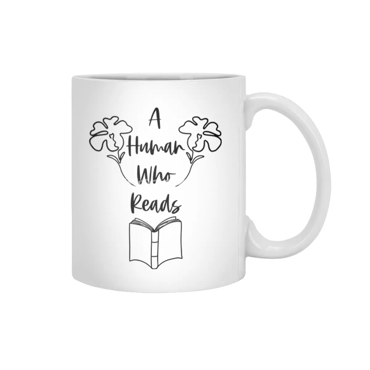 A Human Who Reads - Black - Reader Sayings Book Quotes Beyaz Kupa
