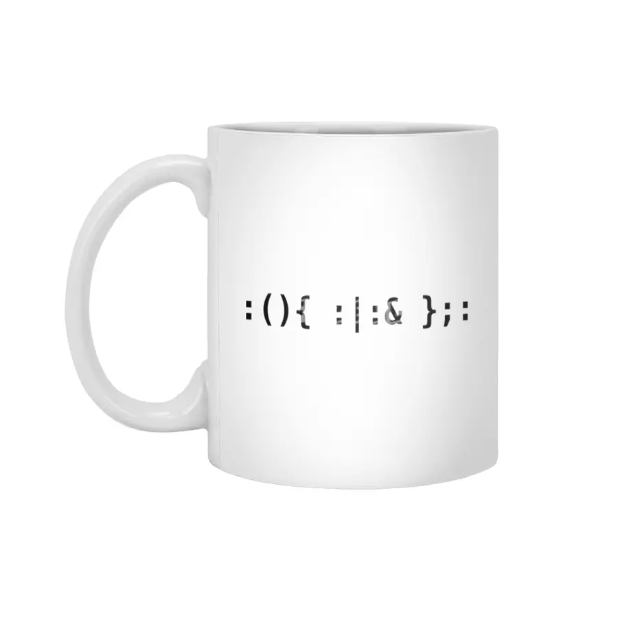 Bash Fork Bomb - Black Text Design for Unix/Linux Hackers Beyaz Kupa