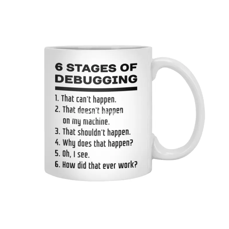 Six Stages of Debugging: Black on White Design for Programmers Beyaz Kupa