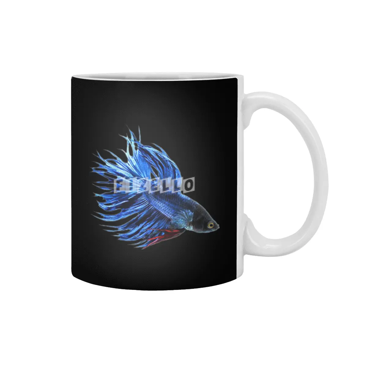 Royal Blue and Red Betta Fish Crowntail Male Swimming Beautiful Colors Beyaz Kupa