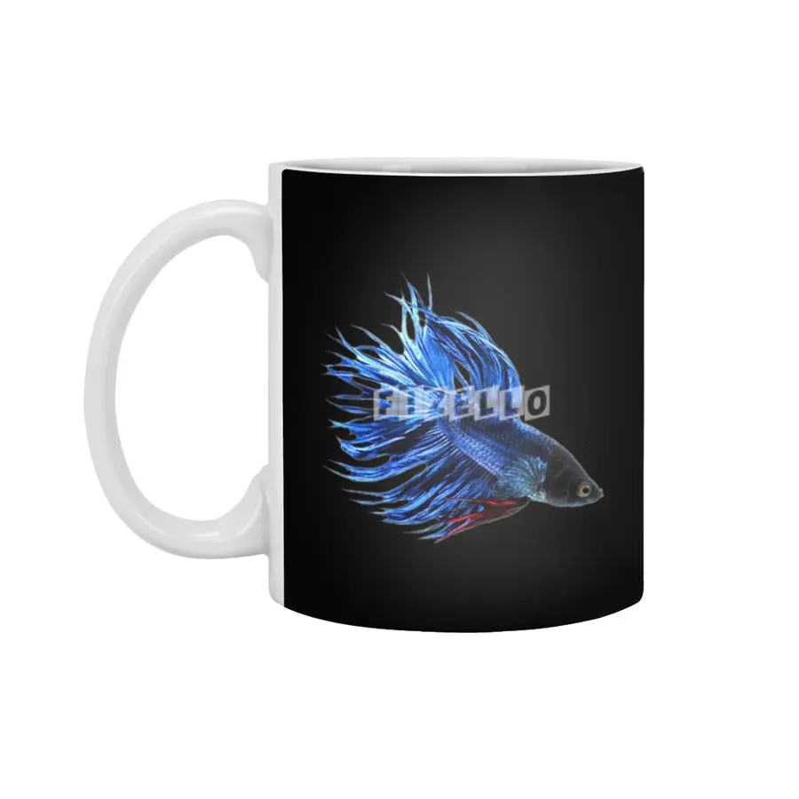 Royal Blue and Red Betta Fish Crowntail Male Swimming Beautiful Colors Beyaz Kupa