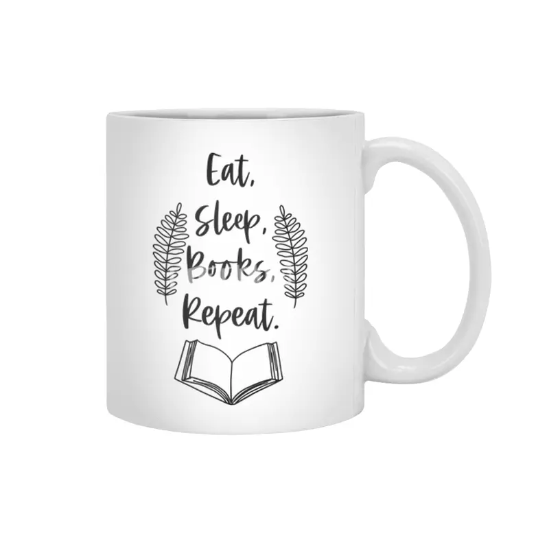 Eat Sleep Books Repeat - Book Reader Quotes Beyaz Kupa