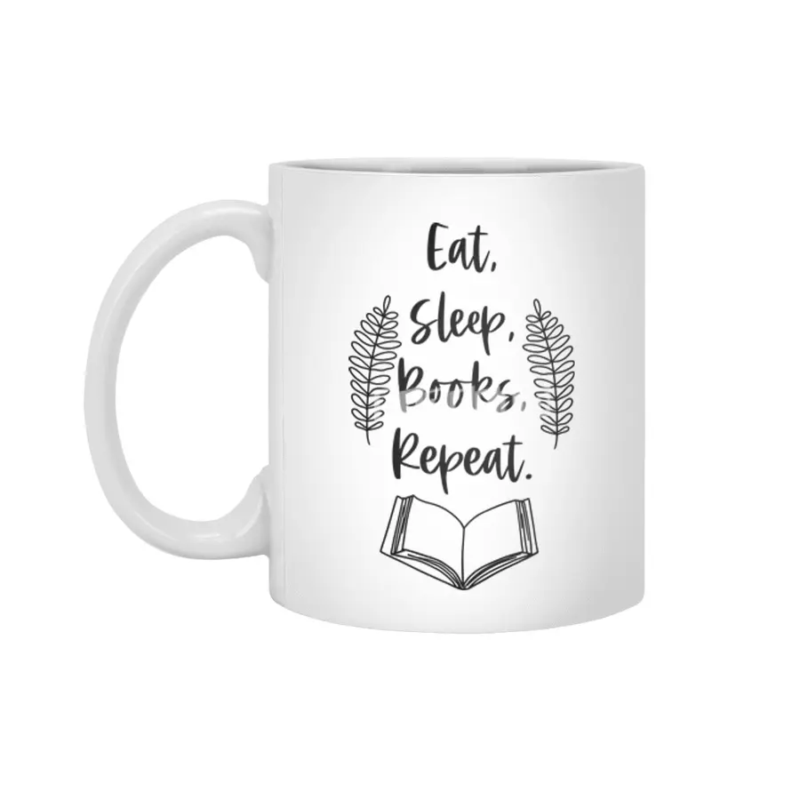 Eat Sleep Books Repeat - Book Reader Quotes Beyaz Kupa