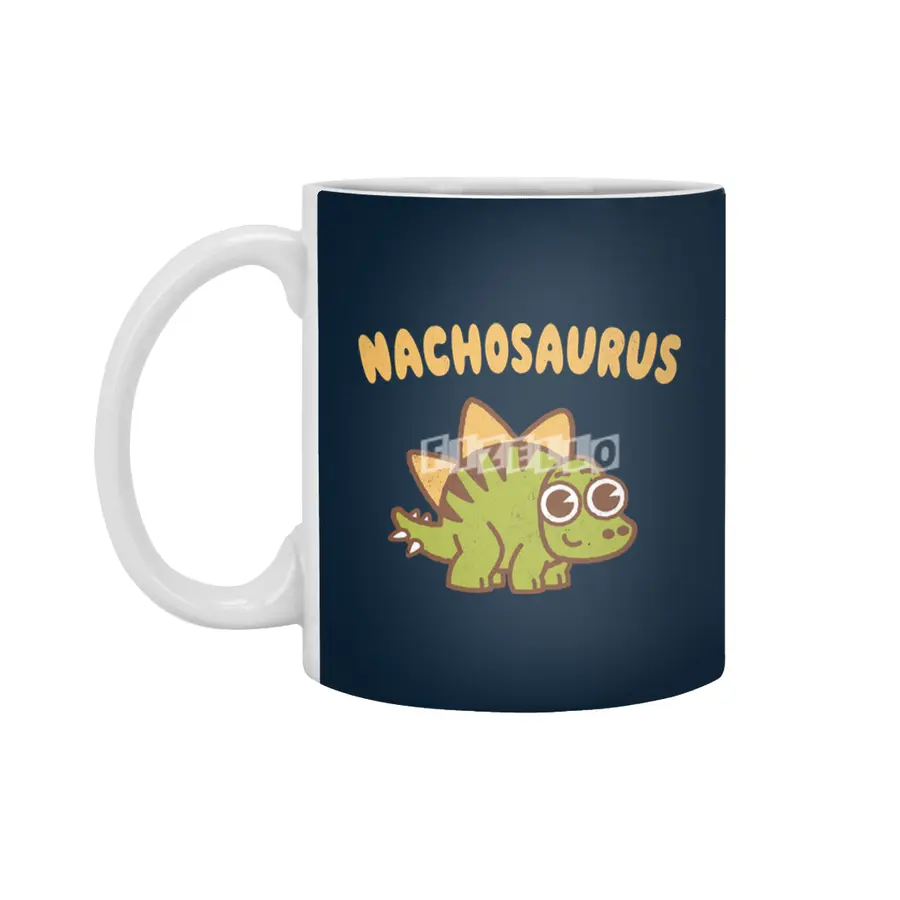 Kawaii Cute Nachosaurus Dinosaur Mexican Nacho Stegosaurus Beyaz Kupa