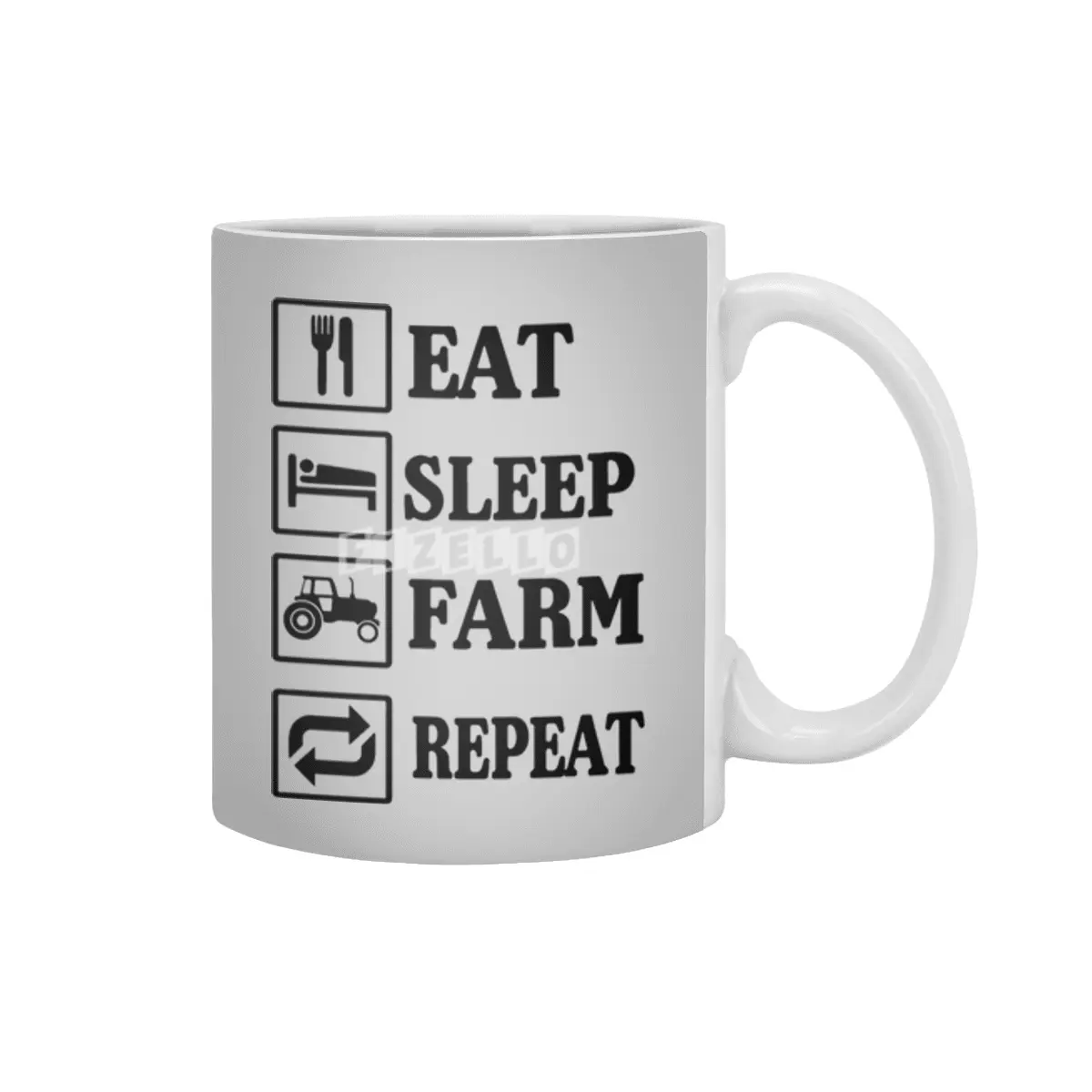 Eat Sleep Farm Repeat Logo Beyaz Kupa