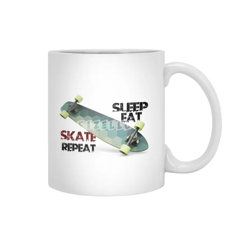 eat sleep skate repeat,skateboard T-shirt Beyaz Kupa
