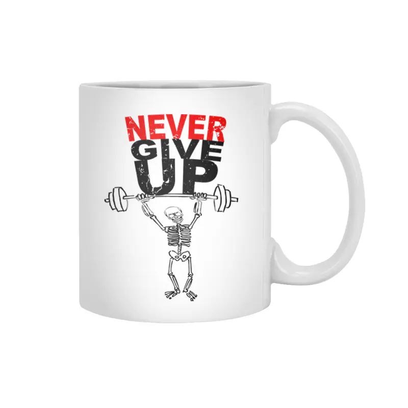 Never give up - skeleton Beyaz Kupa