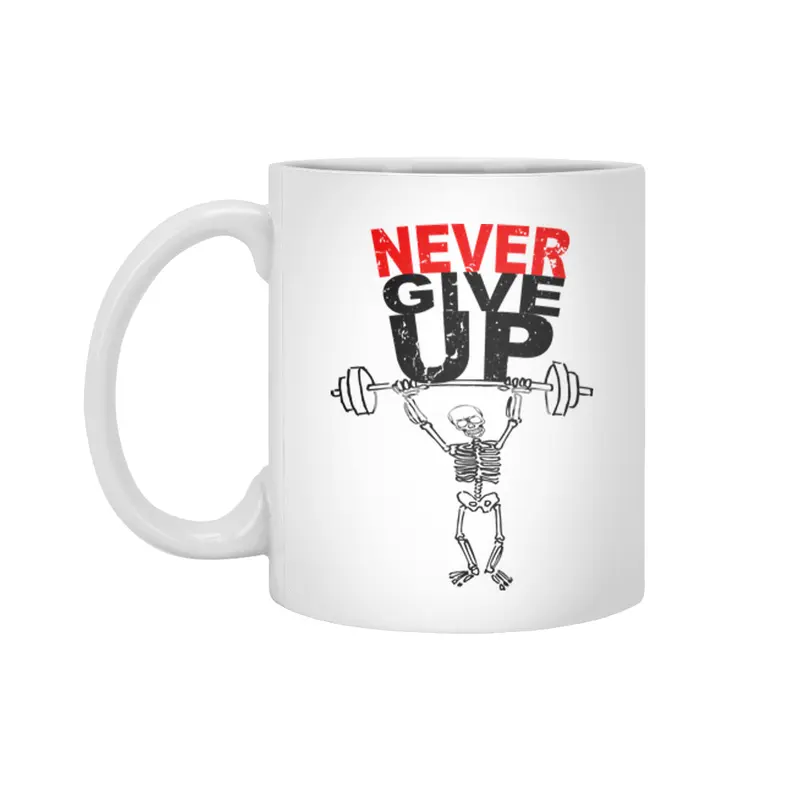 Never give up - skeleton Beyaz Kupa