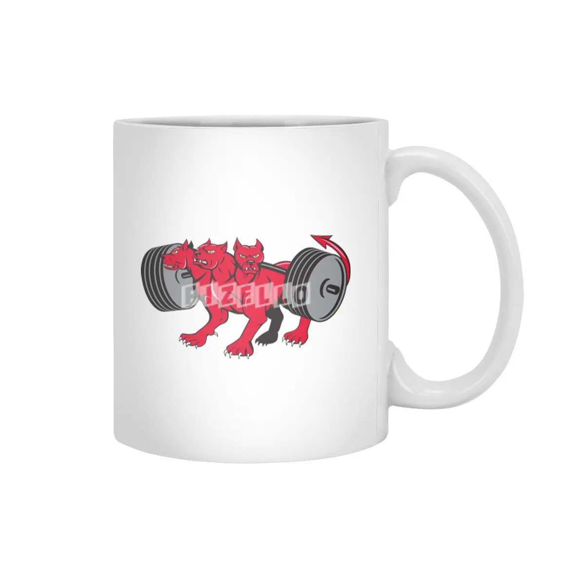 Cerberus Multi-headed Dog Hellhound Powerlifting Barbell Cartoon Beyaz Kupa