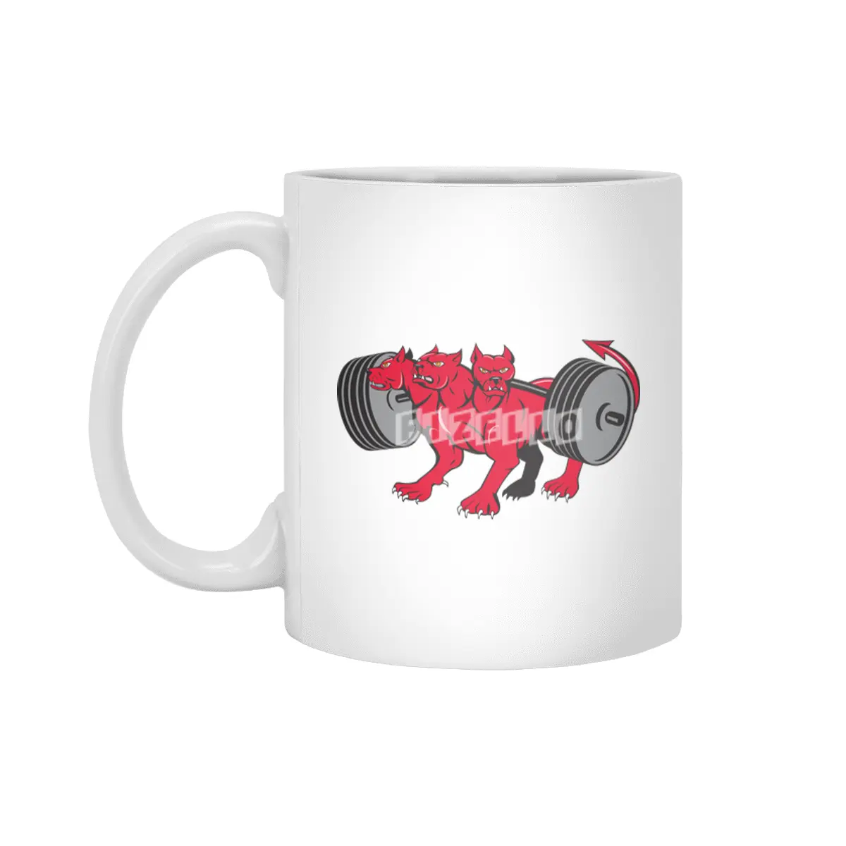 Cerberus Multi-headed Dog Hellhound Powerlifting Barbell Cartoon Beyaz Kupa