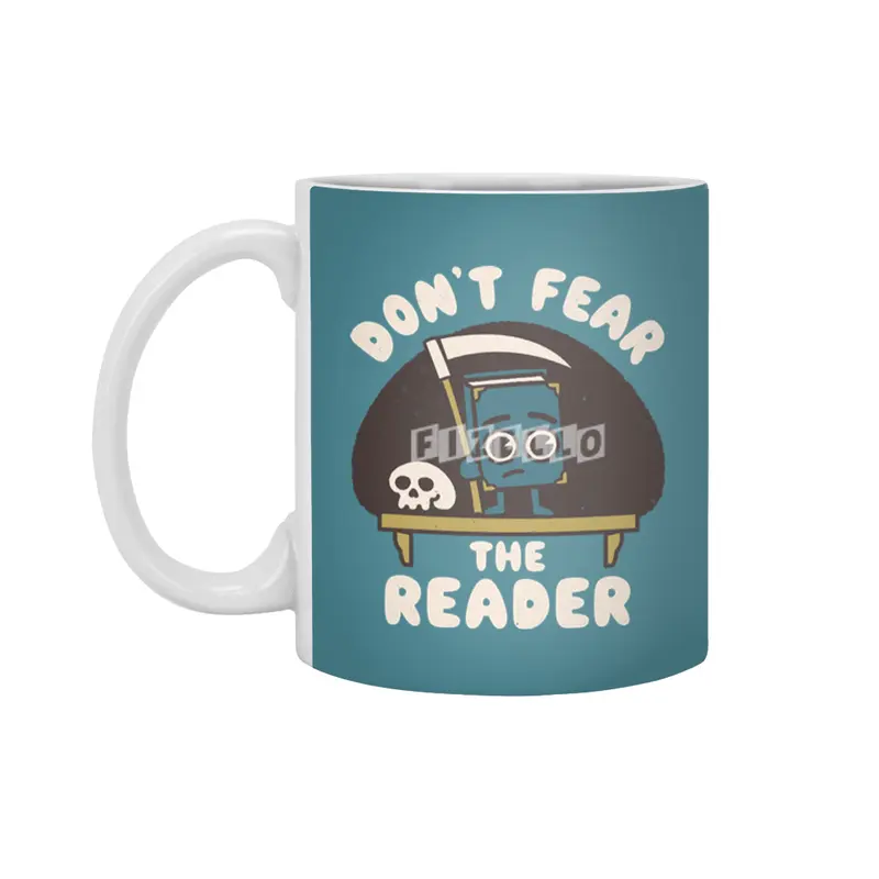 Don't Fear the Reader Kawaii Style Book Cartoon Beyaz Kupa