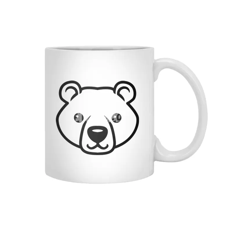 Bear Black and White Minimalist Pictogram Beyaz Kupa