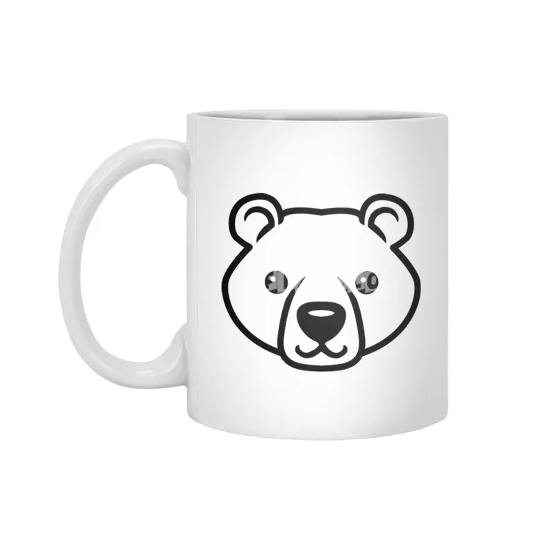 Bear Black and White Minimalist Pictogram Beyaz Kupa