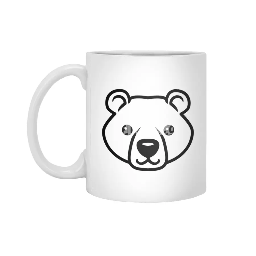 Bear Black and White Minimalist Pictogram Beyaz Kupa