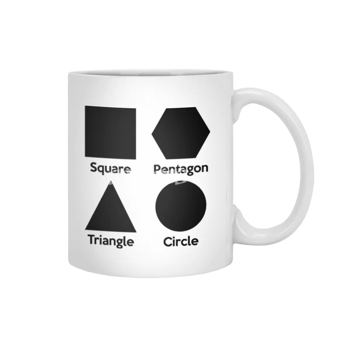 Basic Shapes (Square, Triangle, Circle, Pentagon) Beyaz Kupa