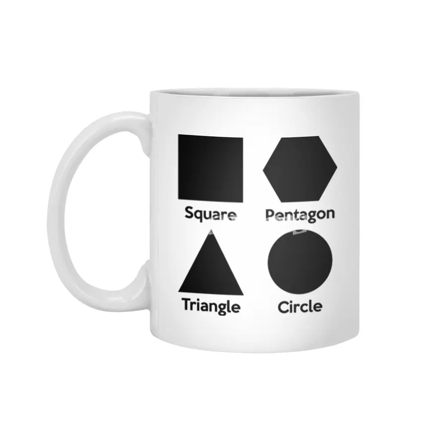 Basic Shapes (Square, Triangle, Circle, Pentagon) Beyaz Kupa