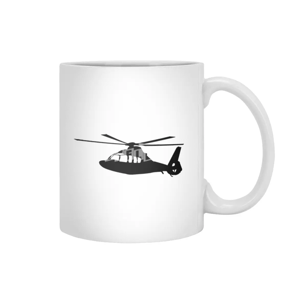 Black Helicopter Flying Silhouette Beyaz Kupa