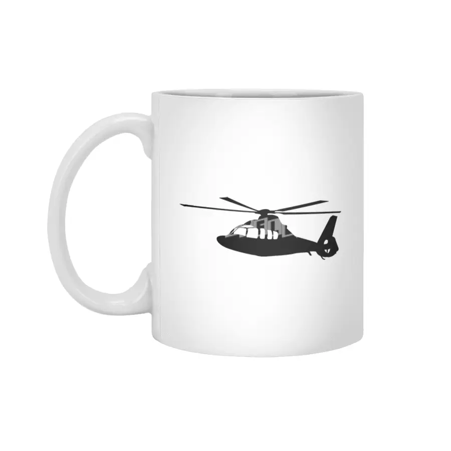 Black Helicopter Flying Silhouette Beyaz Kupa