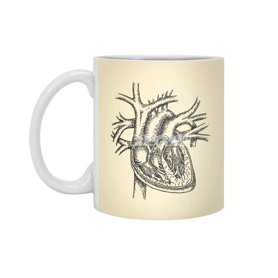 The Dissected Heart Sketch (Black) Beyaz Kupa