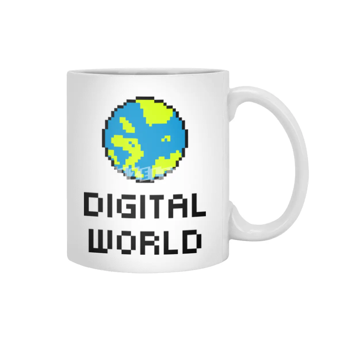 Digital World (8Bit Pixel Earth Logo) Art Beyaz Kupa