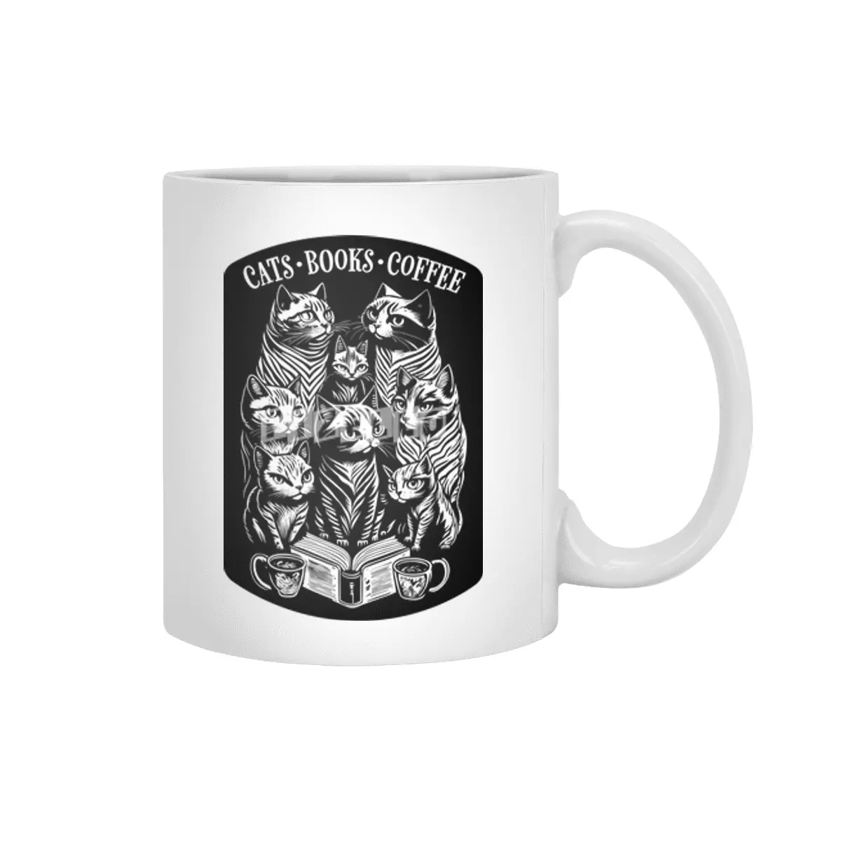 Cats Books Coffee Funny Bookish Cat Lover Beyaz Kupa