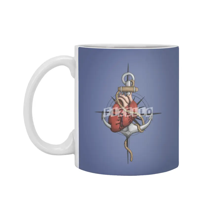 Love and Sea (anchor with heart and compass) Beyaz Kupa