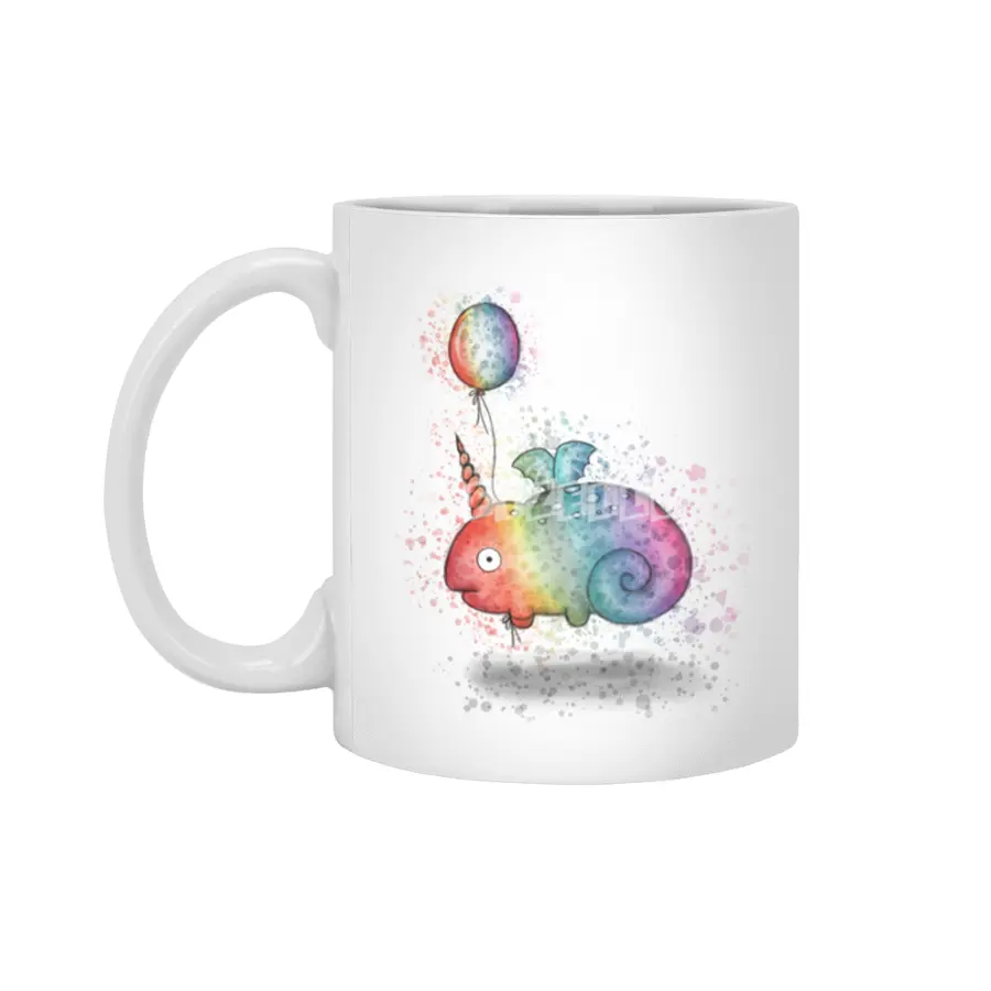 Rainbow Chameleon Narwhal Bat Beyaz Kupa
