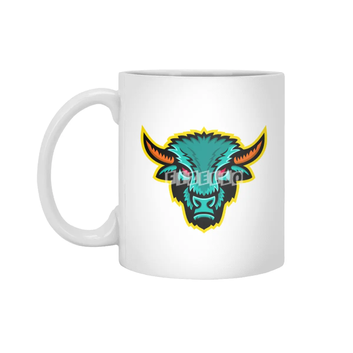 American Bison Head Sports Mascot Beyaz Kupa