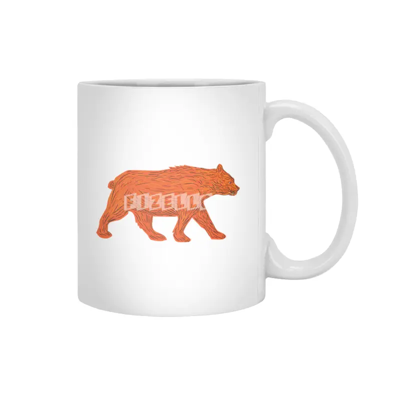 American Black Bear Walking Side Retro Beyaz Kupa