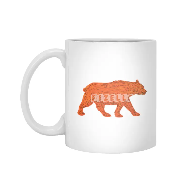 American Black Bear Walking Side Retro Beyaz Kupa