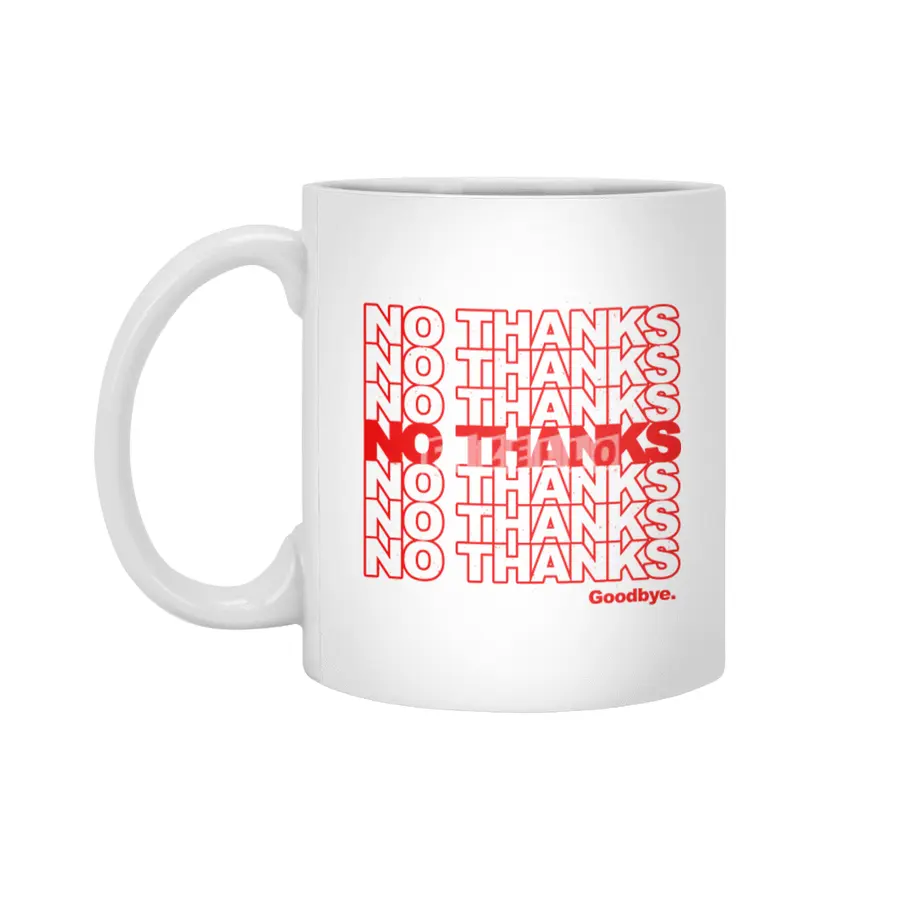 No Thanks (red) Beyaz Kupa